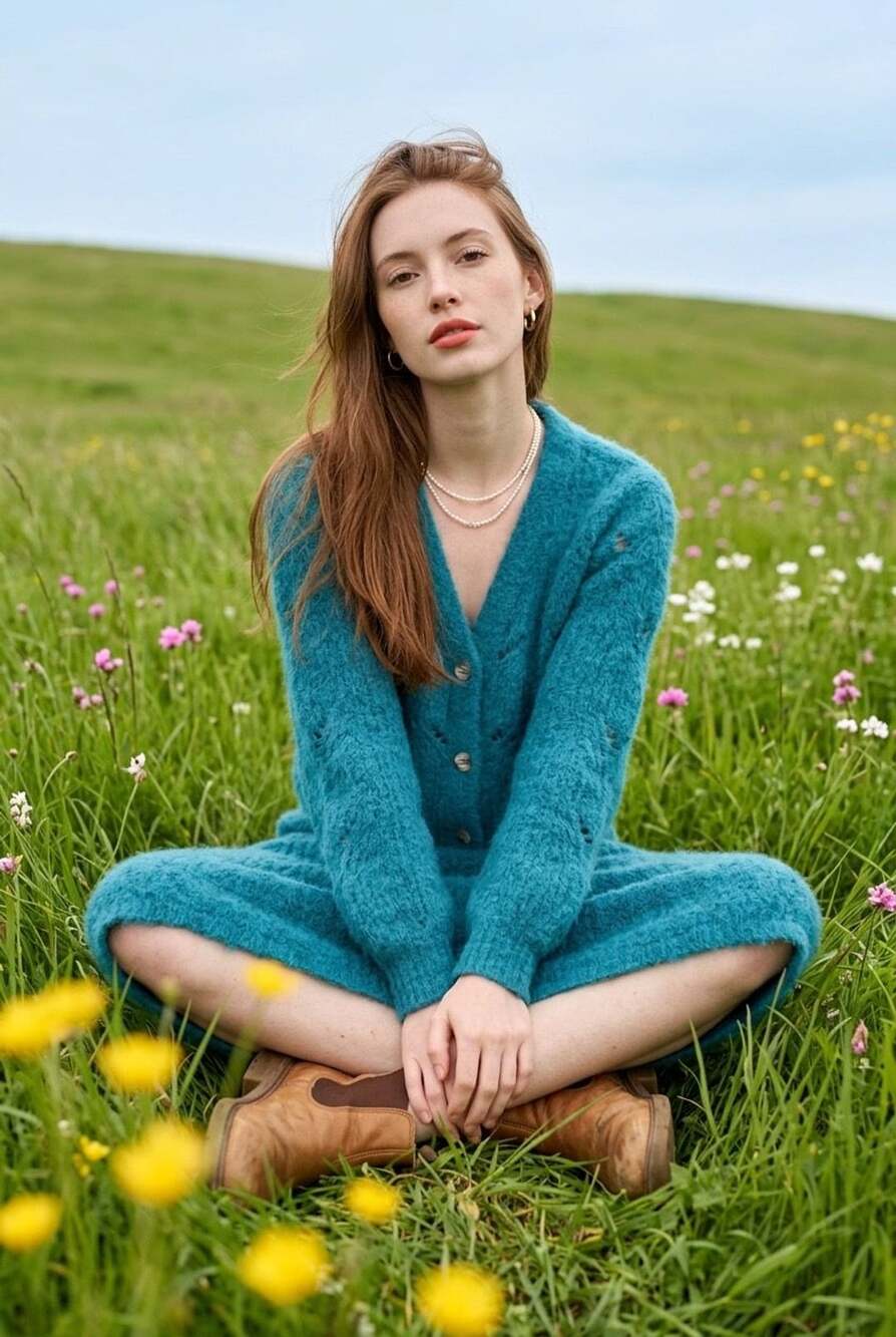 by Anthropologie Gaby Textured Alpaca Wool Blend Cardigan in Teal #783